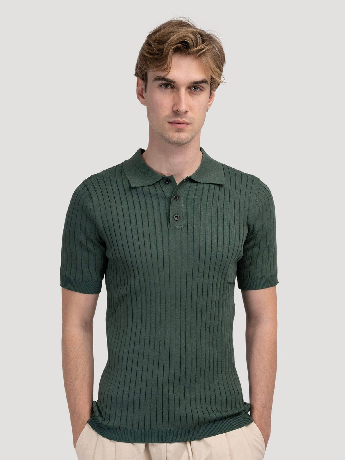 Men’s Ribbed Cotton Polo Shirt