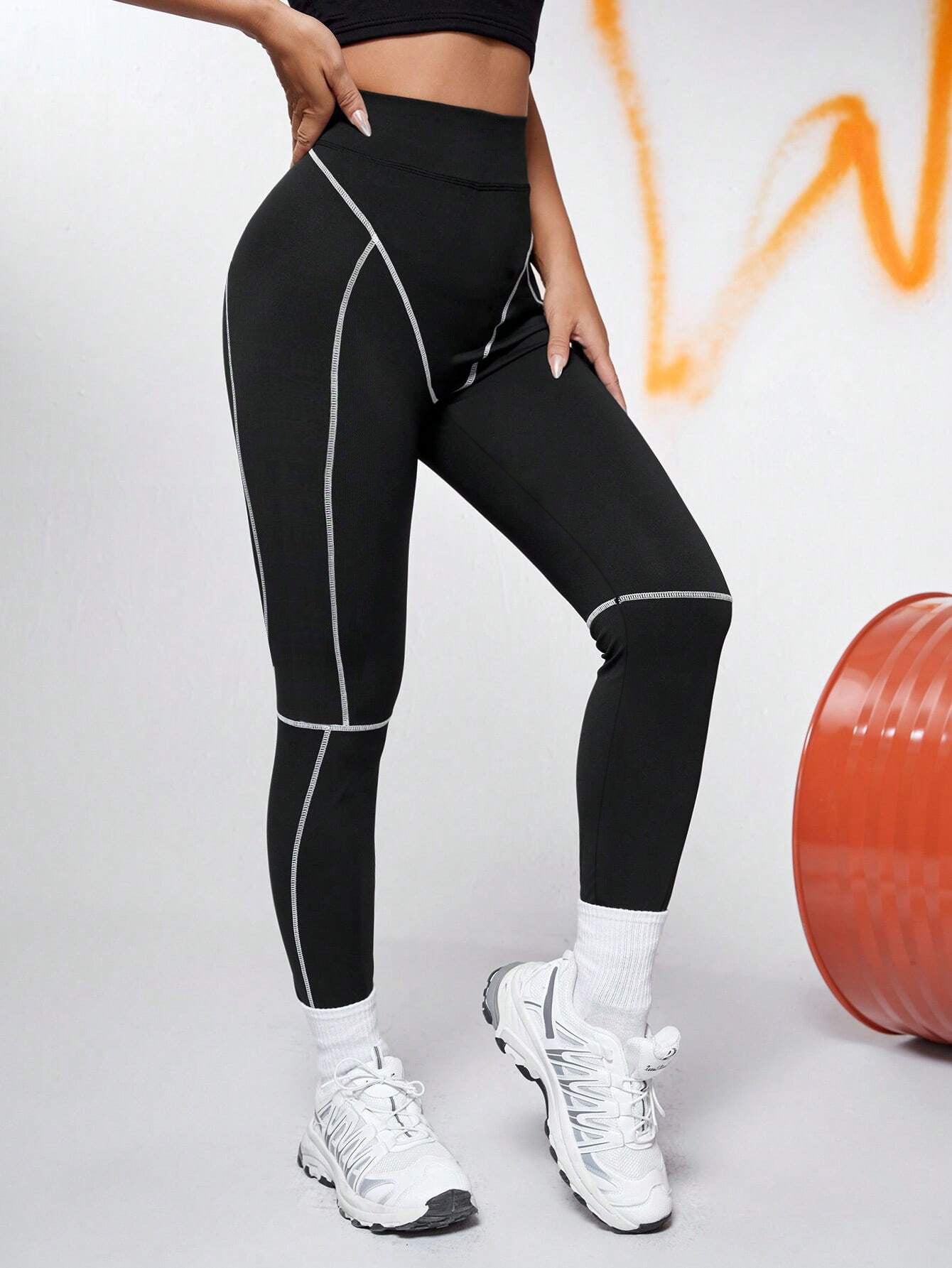 Leggings push-up de secado rápido con rayas para mujer