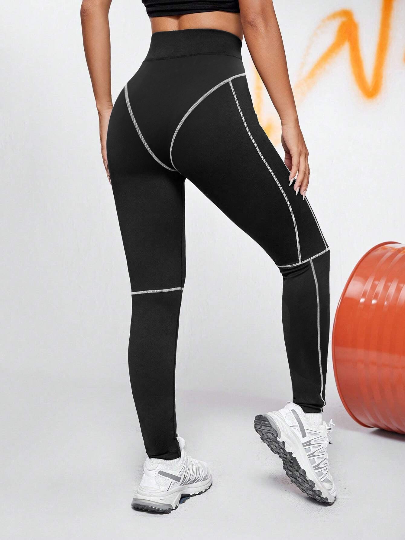 Leggings push-up de secado rápido con rayas para mujer