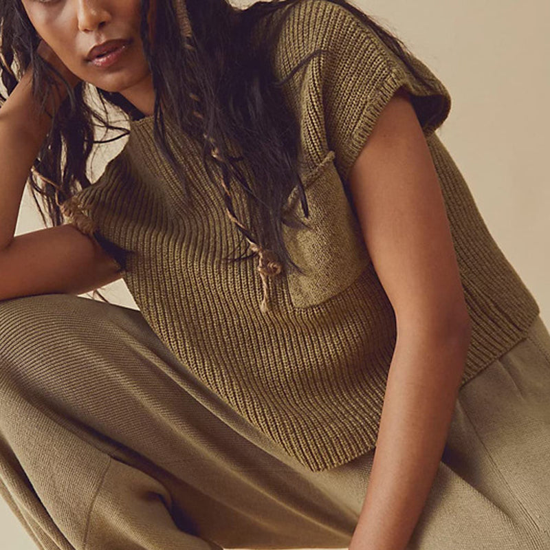 Conjunto de dos piezas de punto en color liso para mujer.