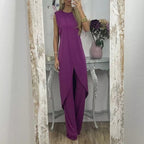 Conjunto de mujer de dos piezas sin mangas con escote redondo.