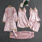 Soft comfortable pajamas made of ice silk with lace