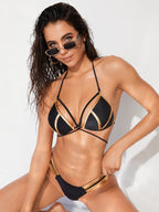 Bikini sexy con estampado de patchwork en caliente