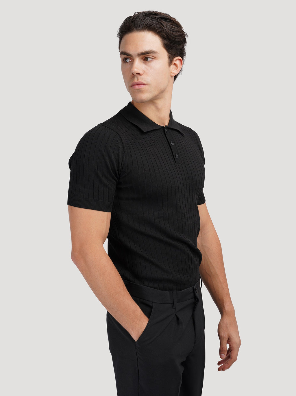 Men’s Ribbed Cotton Polo Shirt