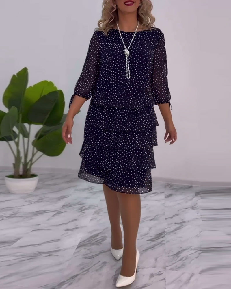 Fleur™ Elegant Dress with Polka Dot Print