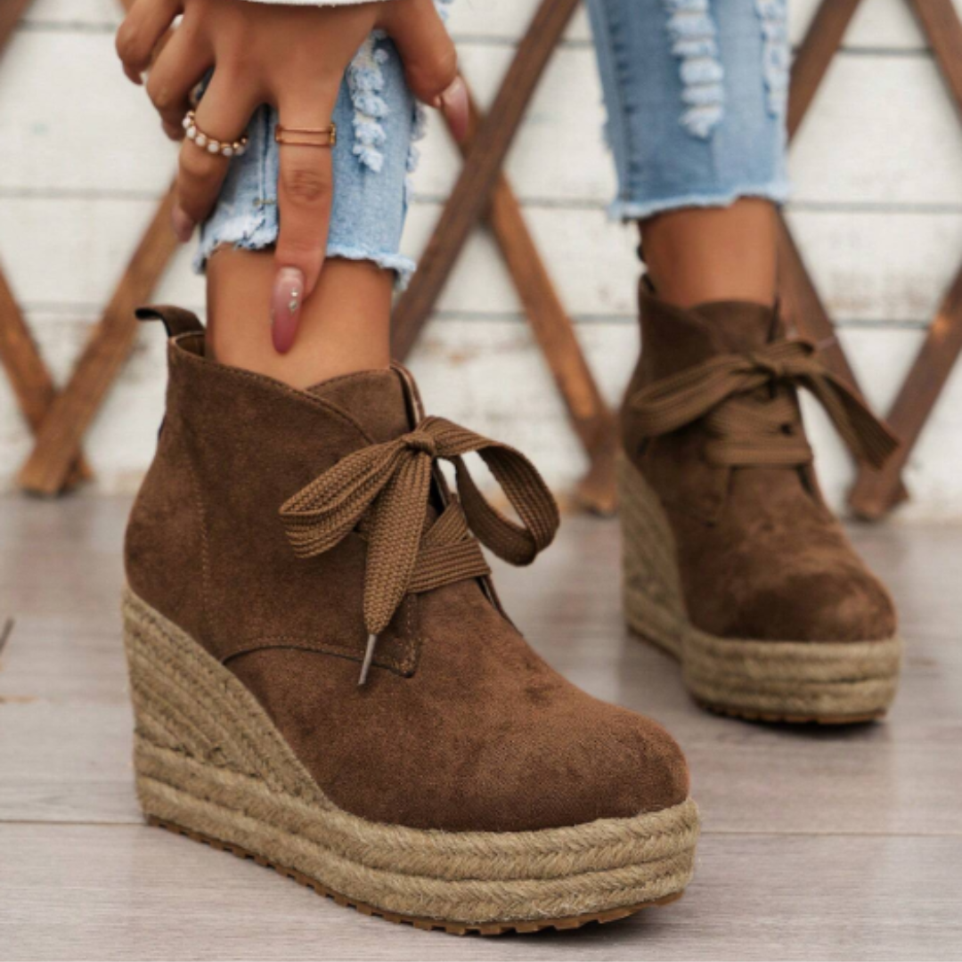 Suede wedge Oxford ankle boots