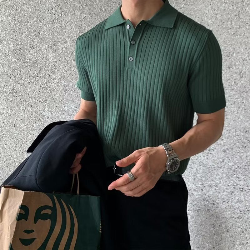 Men’s Ribbed Cotton Polo Shirt