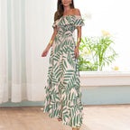 Plant Smiles printed off-shoulder maxi dress with elastic waist