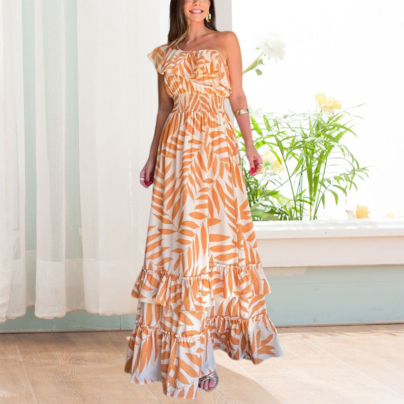 Plant Smiles printed off-shoulder maxi dress with elastic waist