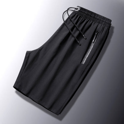 Pantalones cortos elásticos de seda helada de talla grande para hombre 
