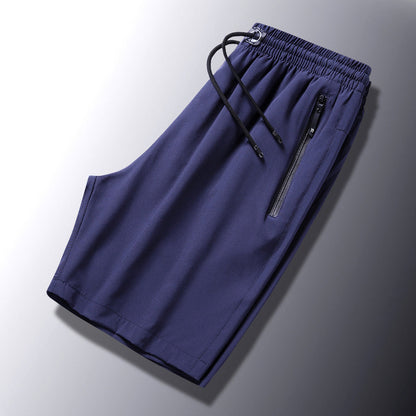 Pantalones cortos elásticos de seda helada de talla grande para hombre 