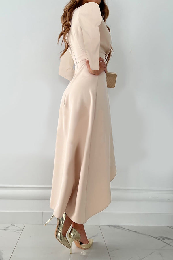 Vestido midi de manga larga con volantes Charming Grace 
