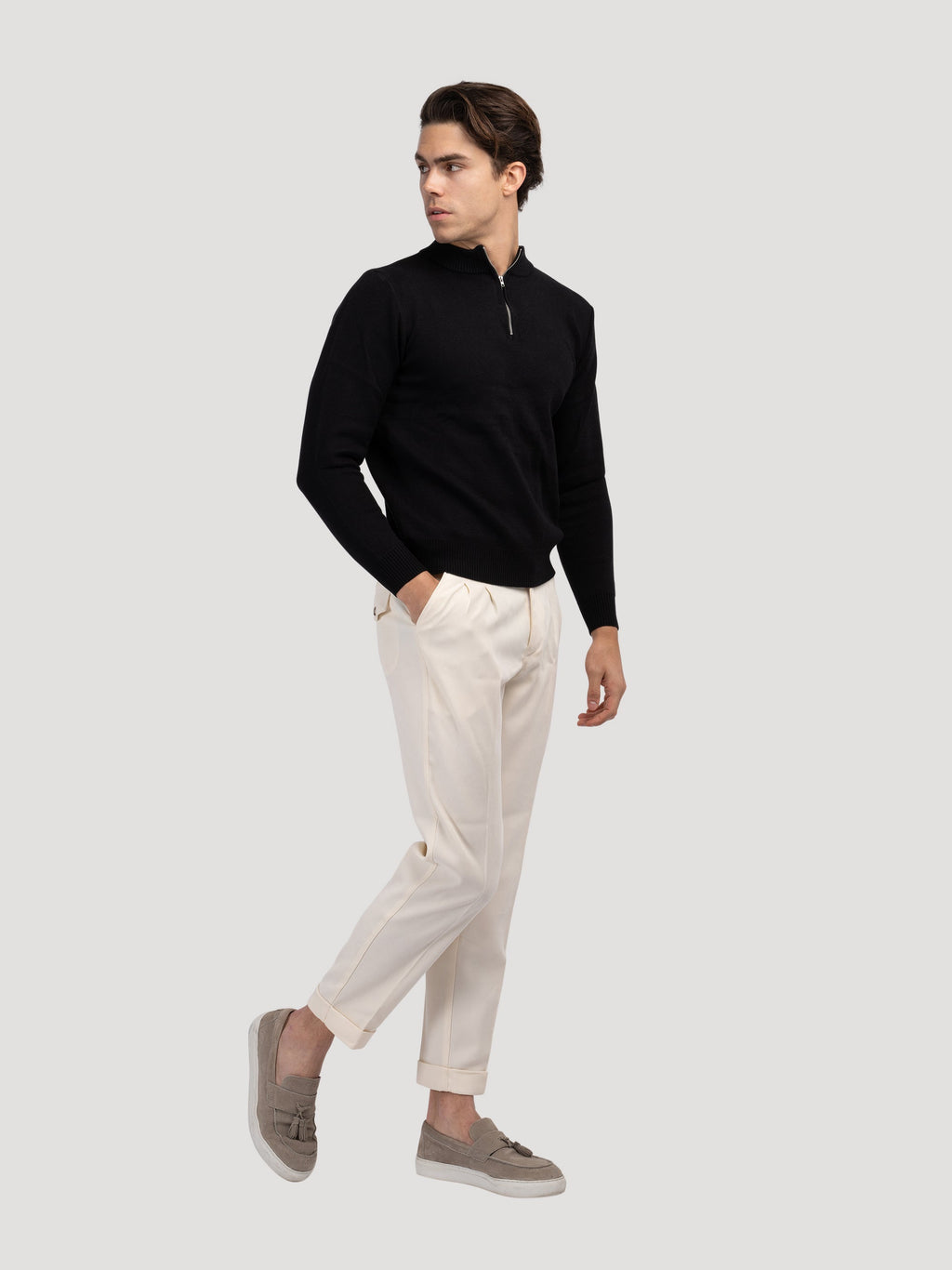 ANSEONG Quarter-Zip Turtleneck Sweater