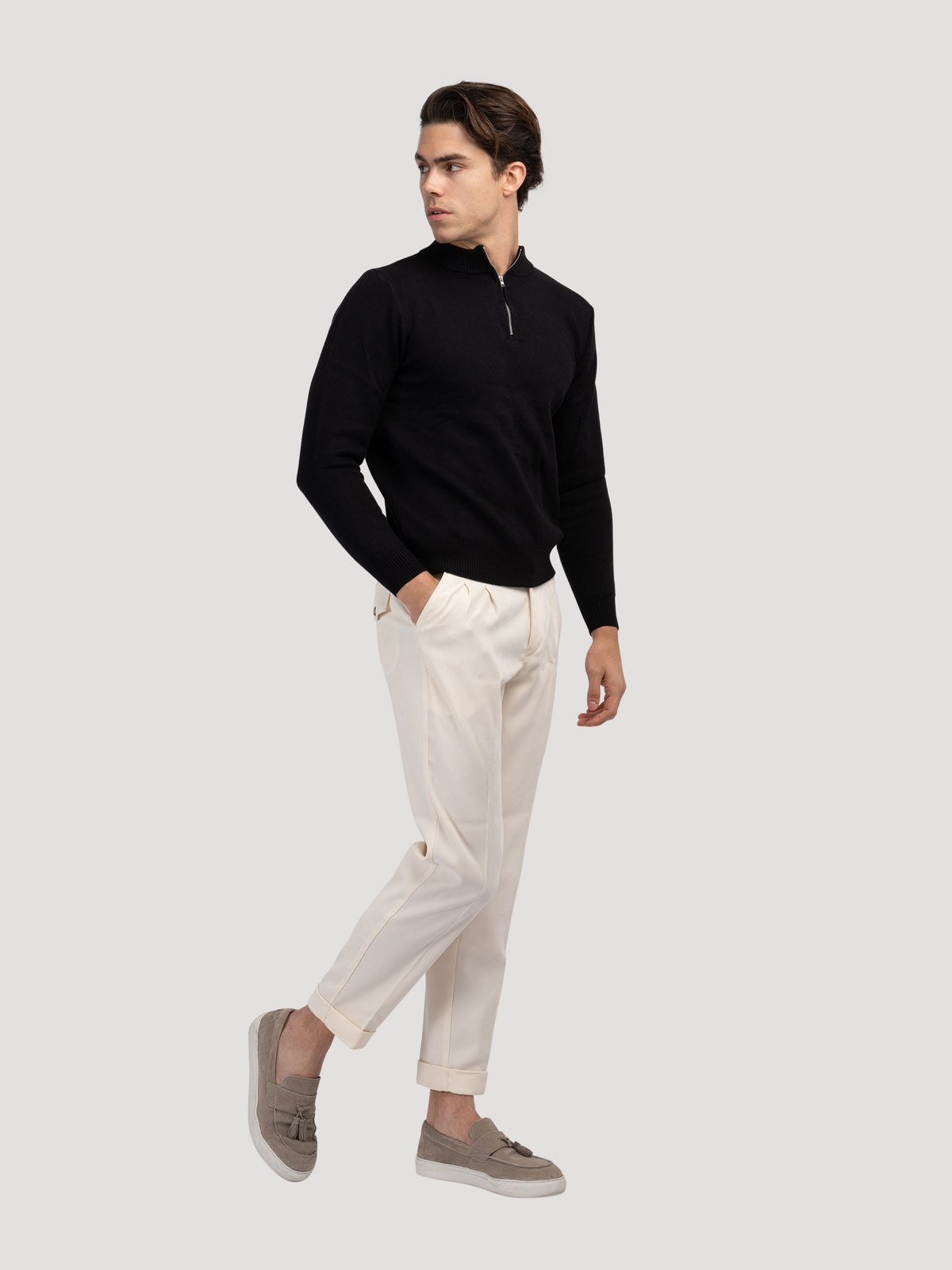 ANSEONG Quarter-Zip Turtleneck Sweater