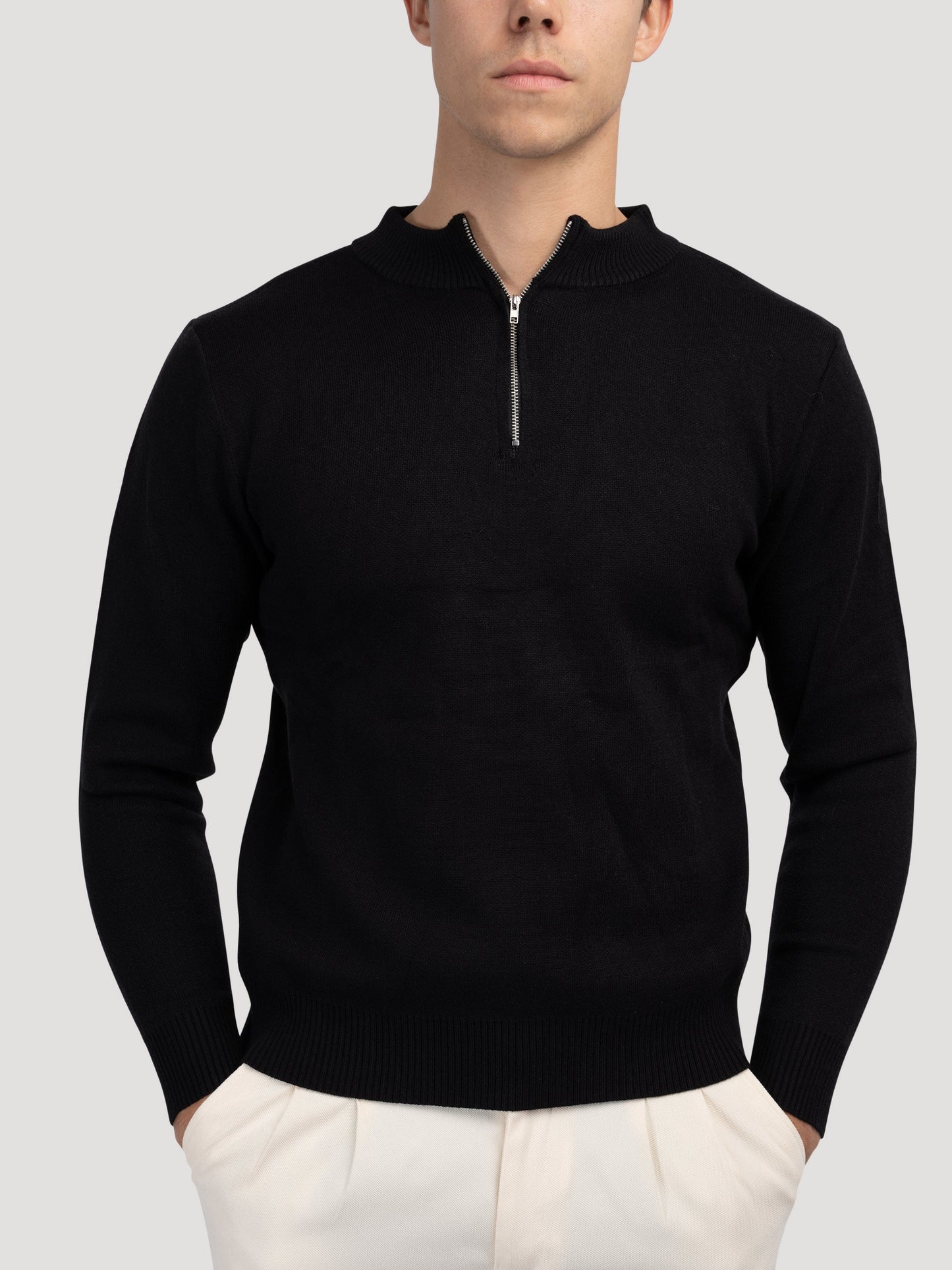 ANSEONG Quarter Zip Turtleneck Sweater