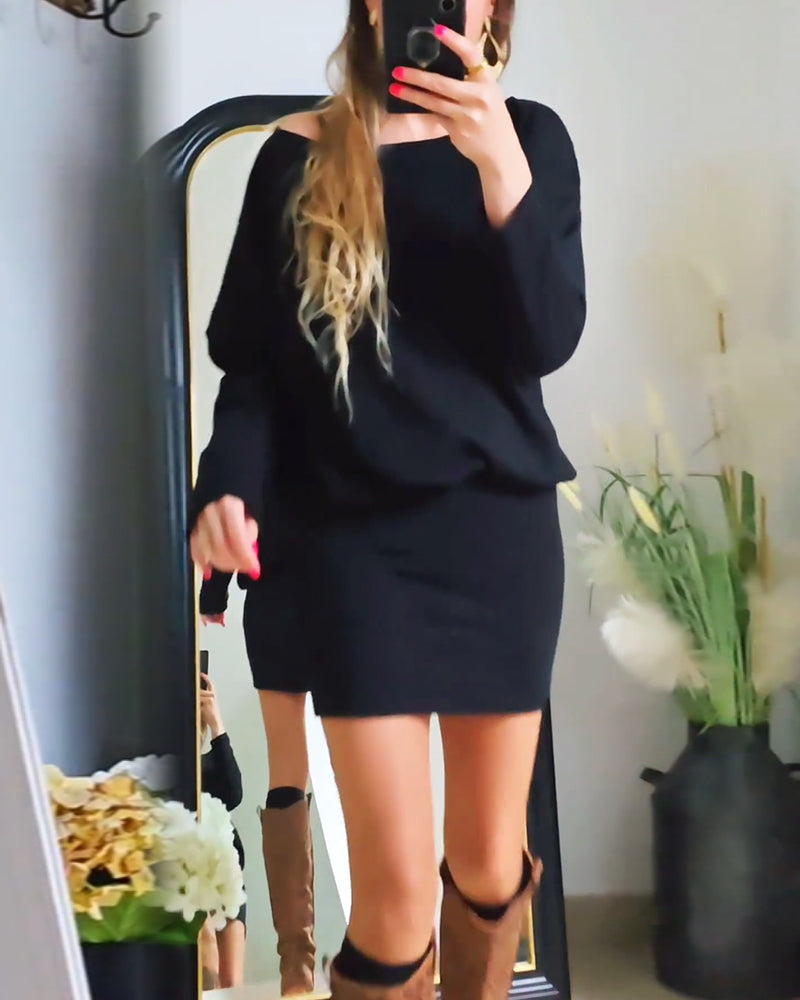 Vestido negro de manga larga Anaïs™