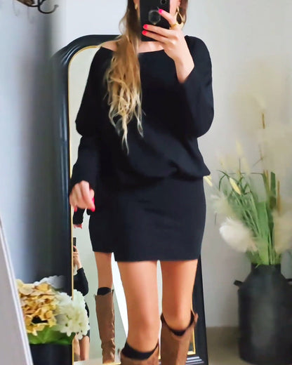 Vestido negro de manga larga Anaïs™