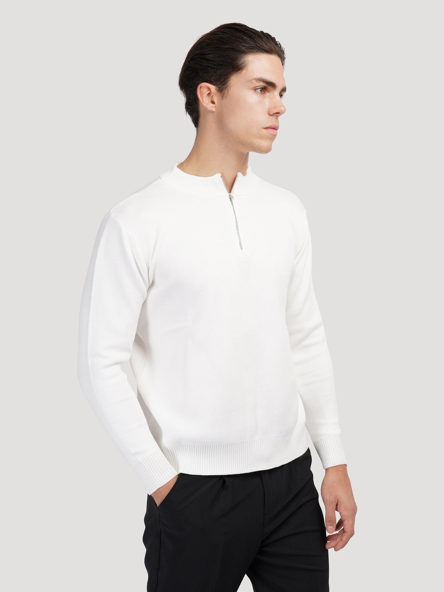 ANSEONG Quarter Zip Turtleneck Sweater