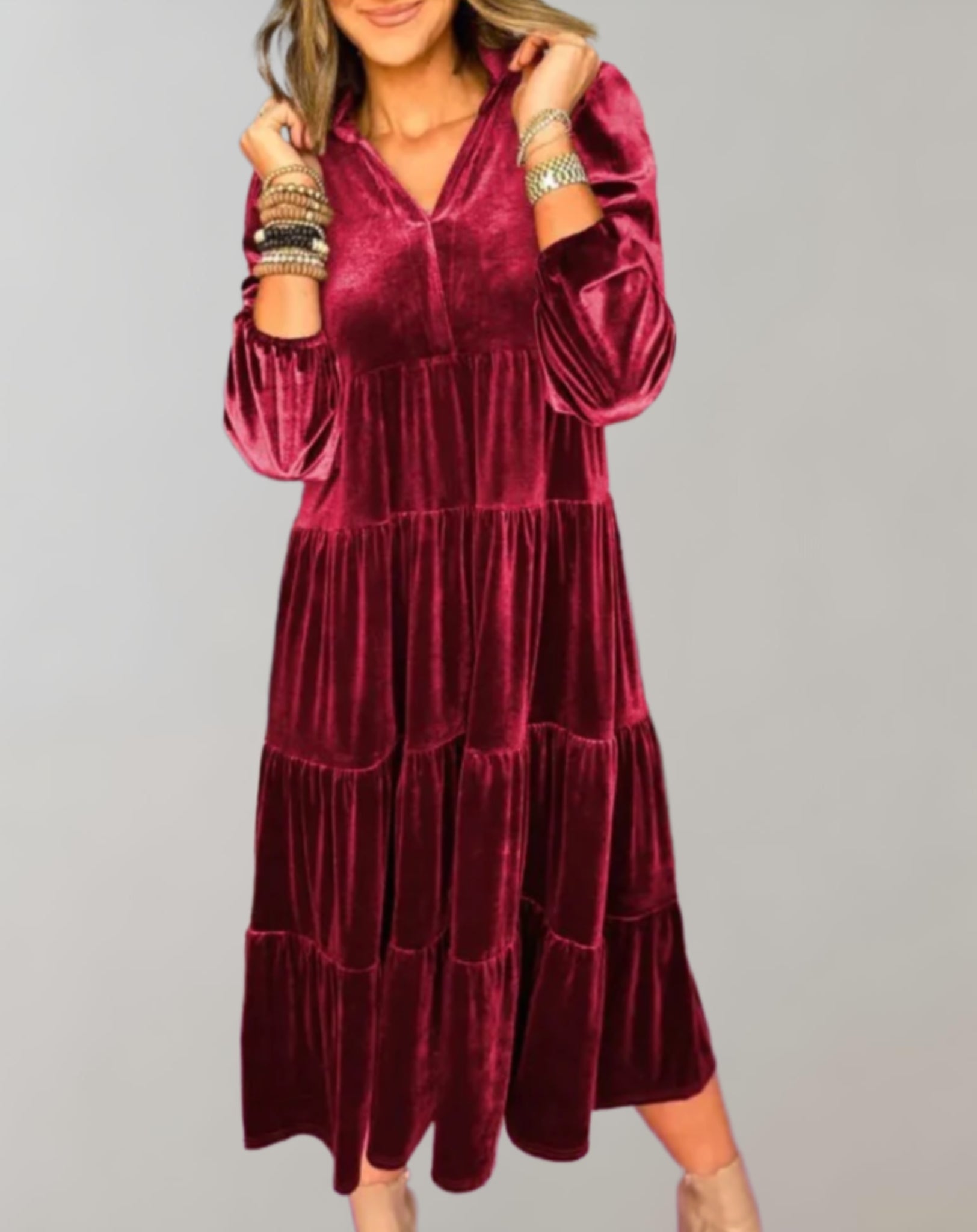 Luisa – Loose Velvet Dress with V-Neck