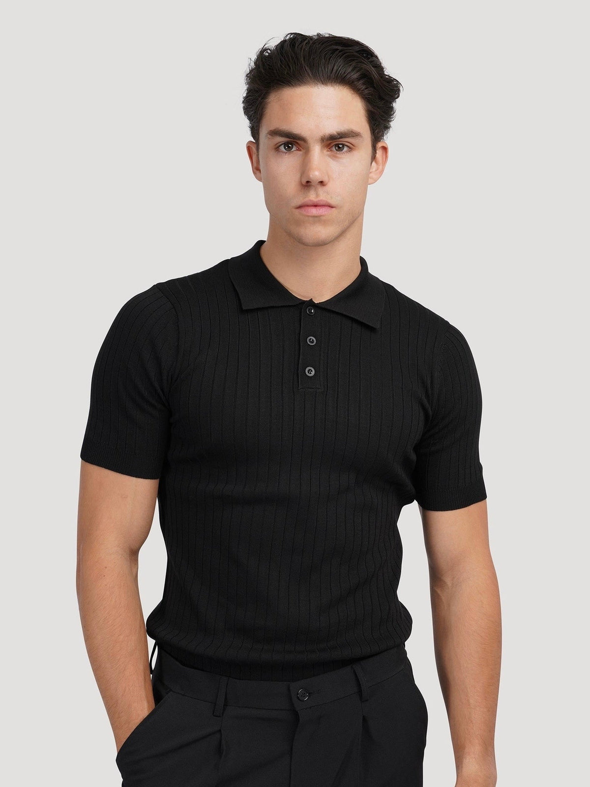 Men’s Ribbed Cotton Polo Shirt