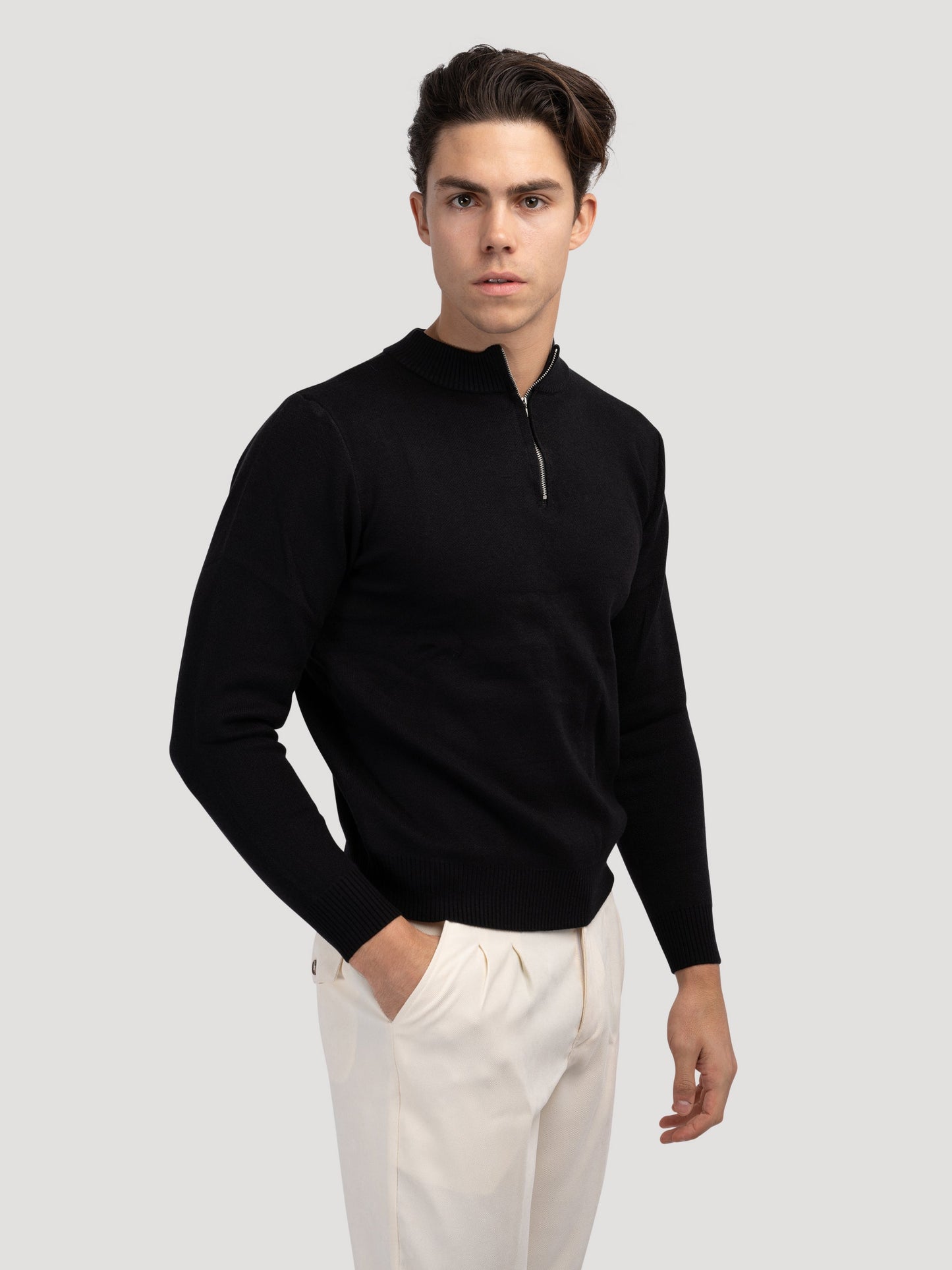 ANSEONG Quarter Zip Turtleneck Sweater