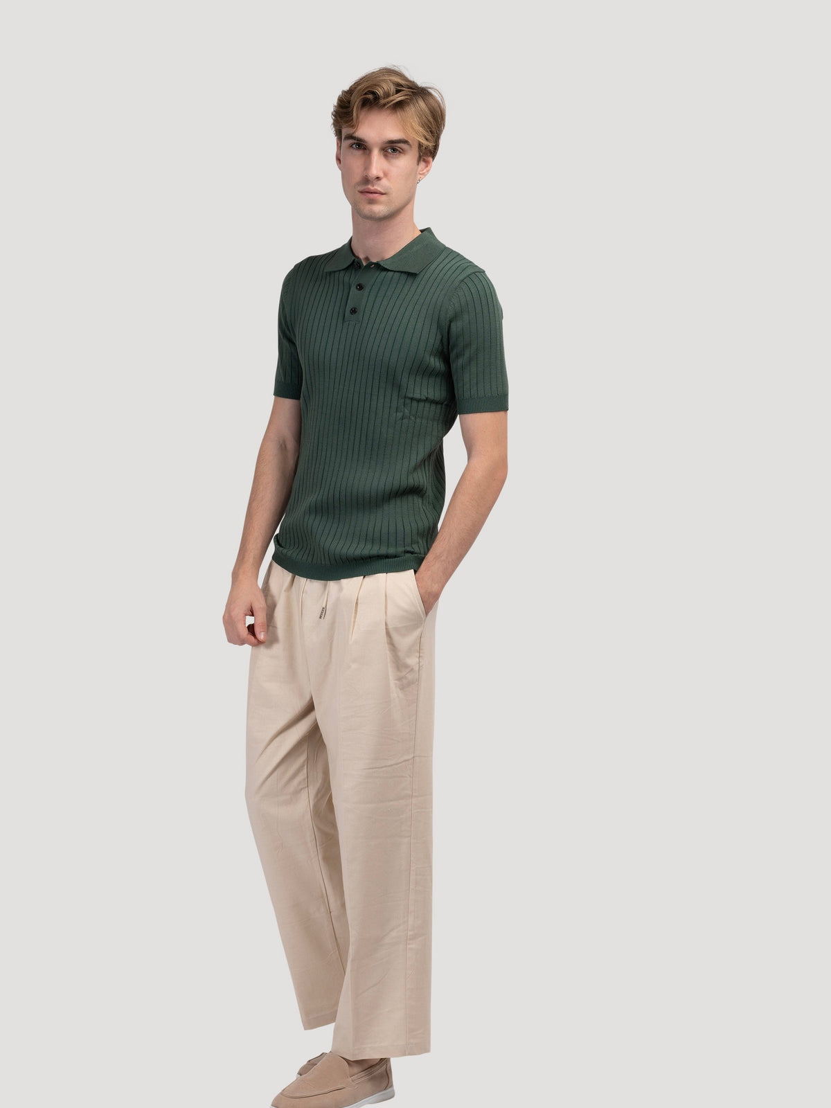 Men’s Ribbed Cotton Polo Shirt