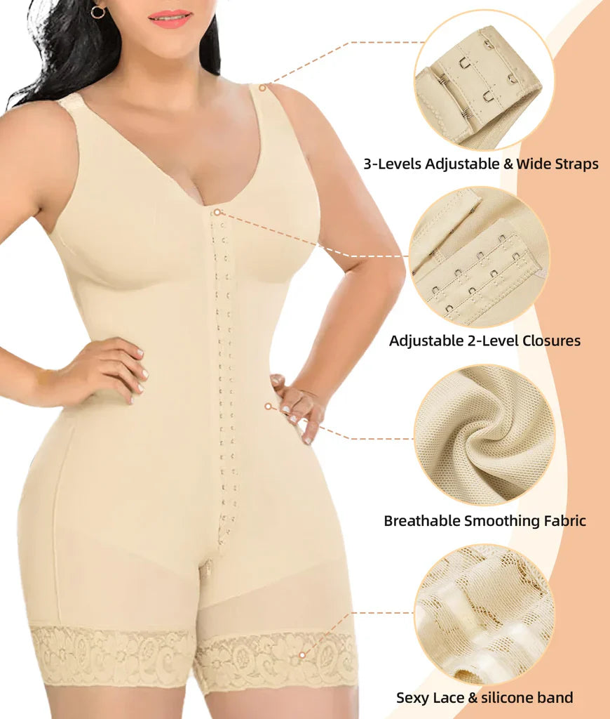Faja moldeadora para mujer, control de abdomen, postoperatoria, moldeadora de cuerpo completo, levanta glúteos, con cremallera en la entrepierna 