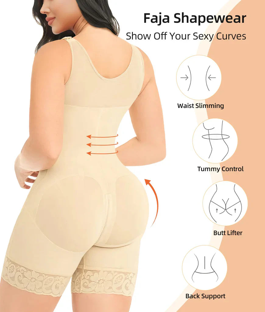 Faja moldeadora para mujer, control de abdomen, postoperatoria, moldeadora de cuerpo completo, levanta glúteos, con cremallera en la entrepierna 