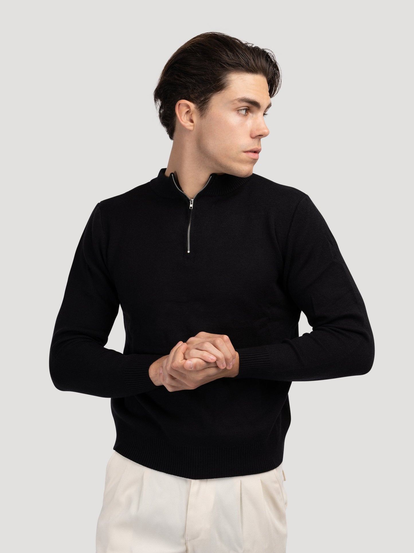 ANSEONG Quarter Zip Turtleneck Sweater