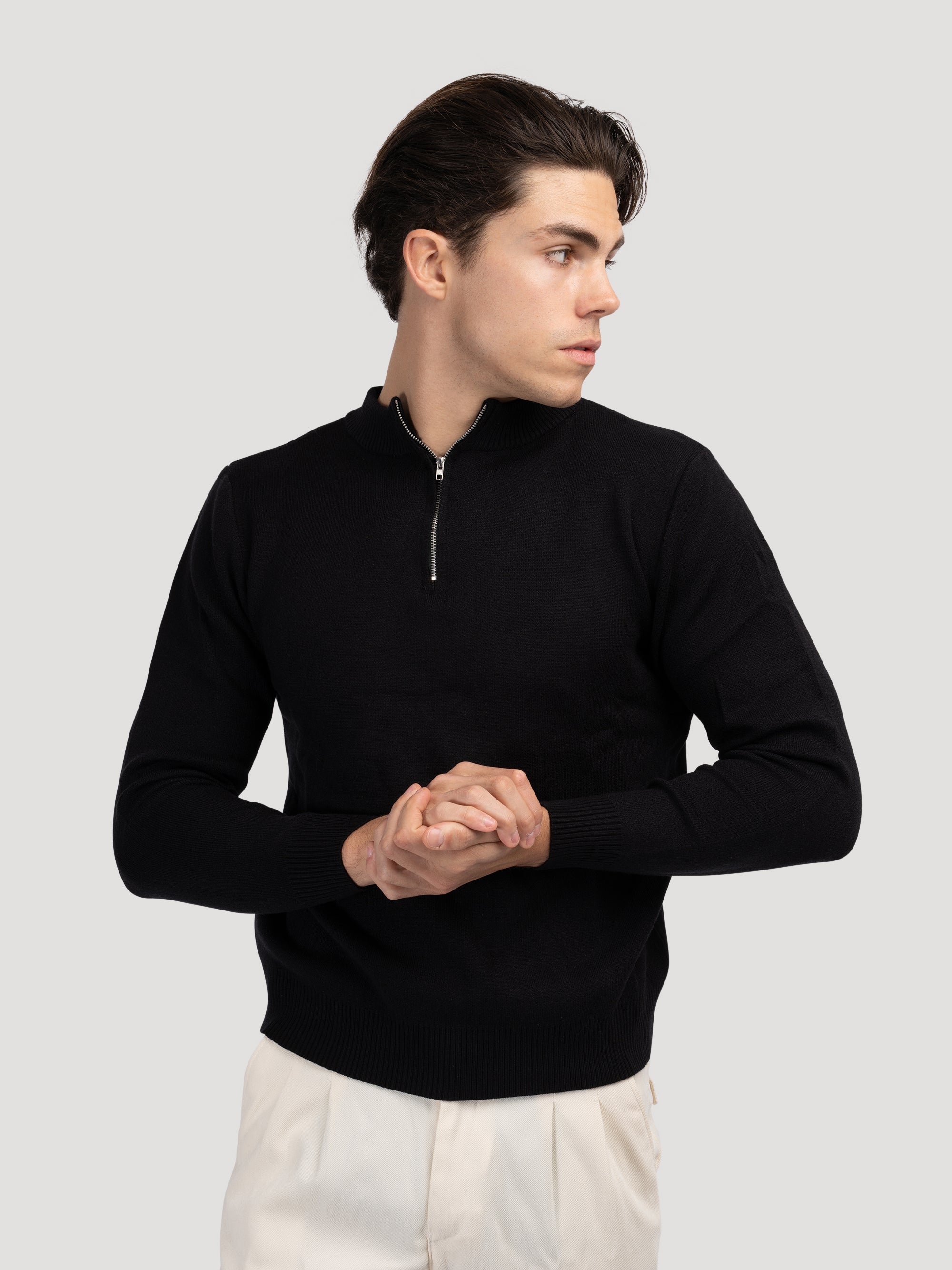 ANSEONG Quarter-Zip Turtleneck Sweater