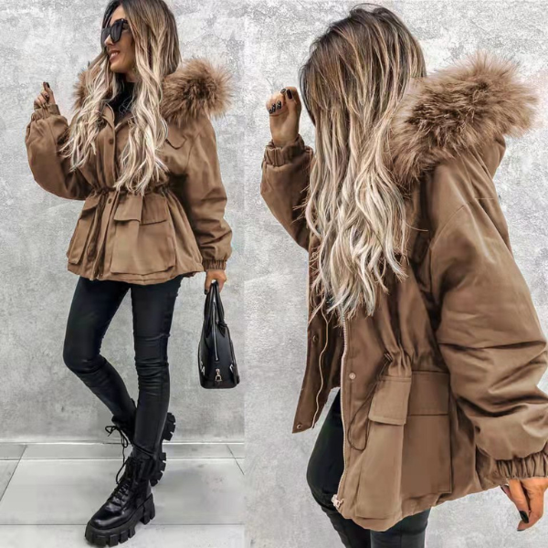 Fur hooded jacket coat