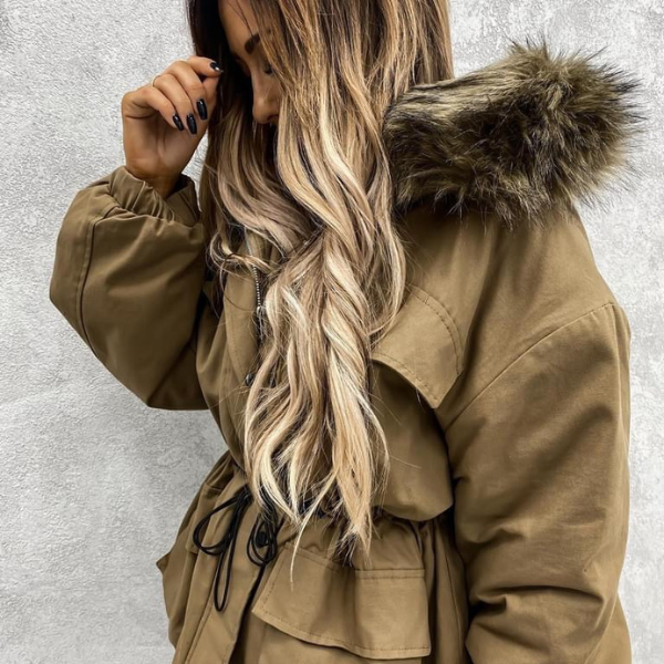 Fur hooded jacket coat