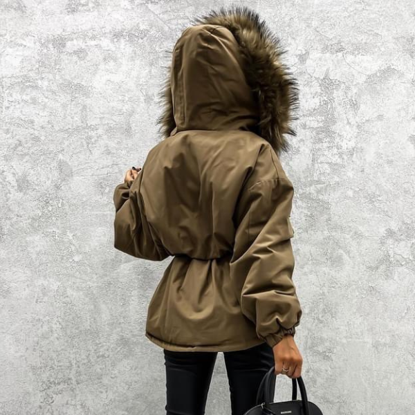 Fur hooded jacket coat