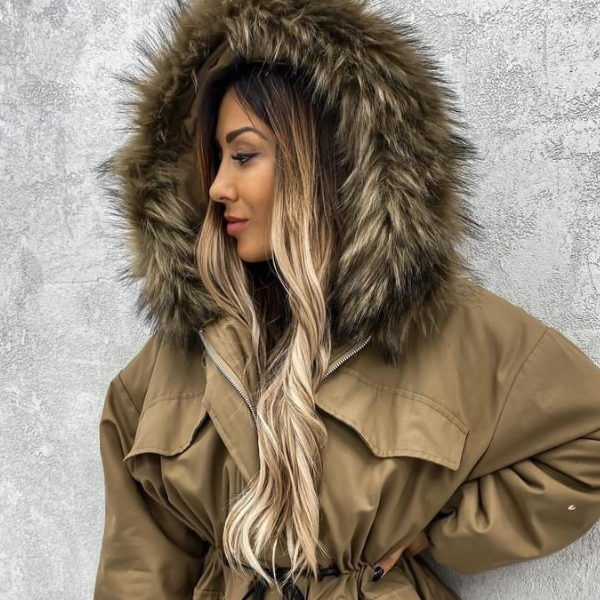 Fur hooded jacket coat