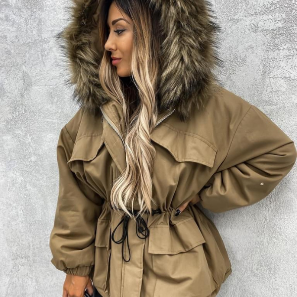 Fur hooded jacket coat