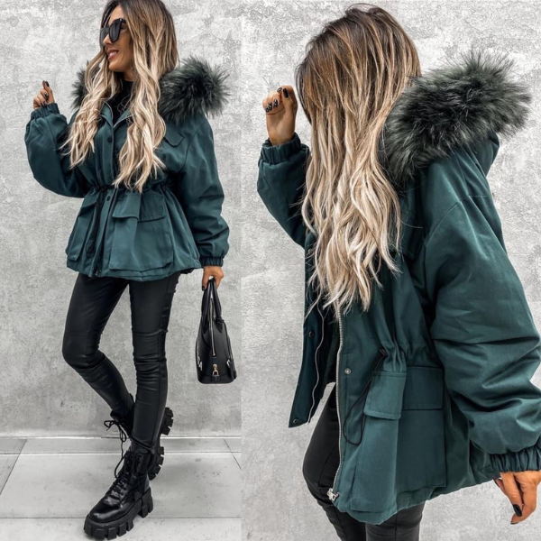 Fur hooded jacket coat