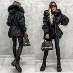 Fur hooded jacket coat