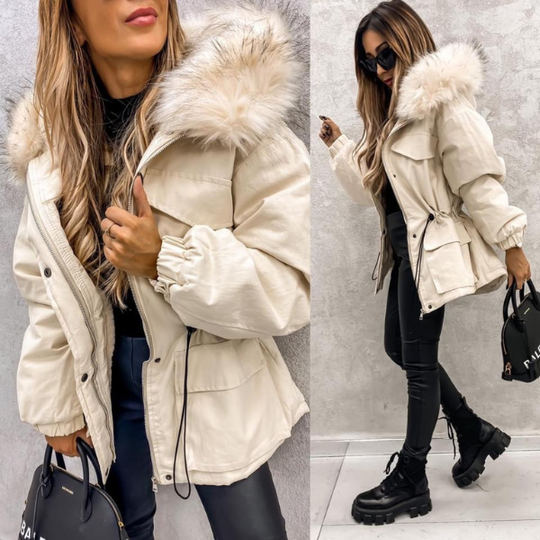 Fur hooded jacket coat