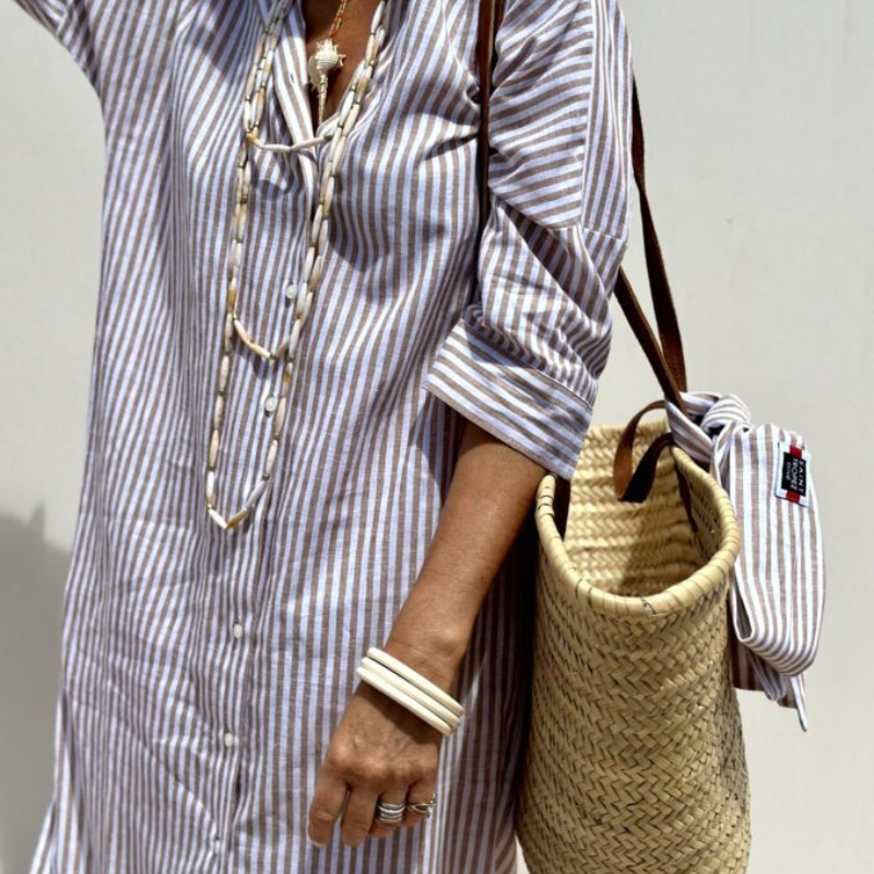 Lucia – Vestido camisero de rayas | Elegancia y versatilidad para cualquier ocasión