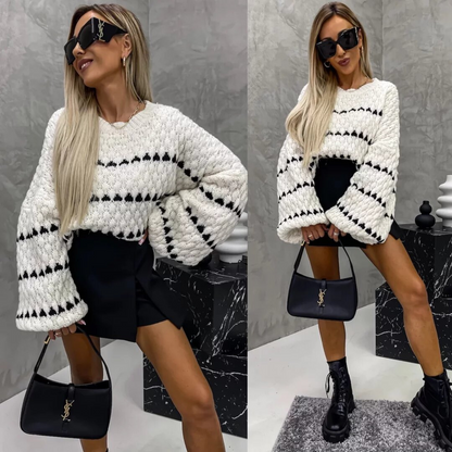 Black and white knitted sweater 