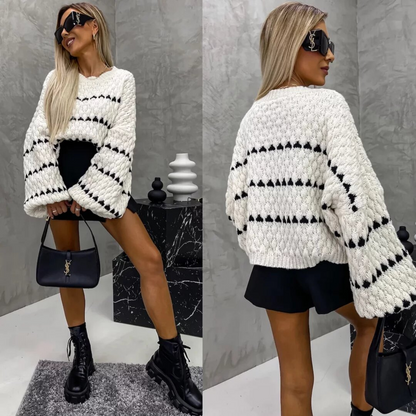 Black and white knitted sweater 