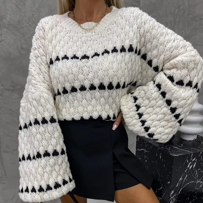 Black and white knitted sweater 