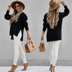 Suéter largo de punto con aberturas 