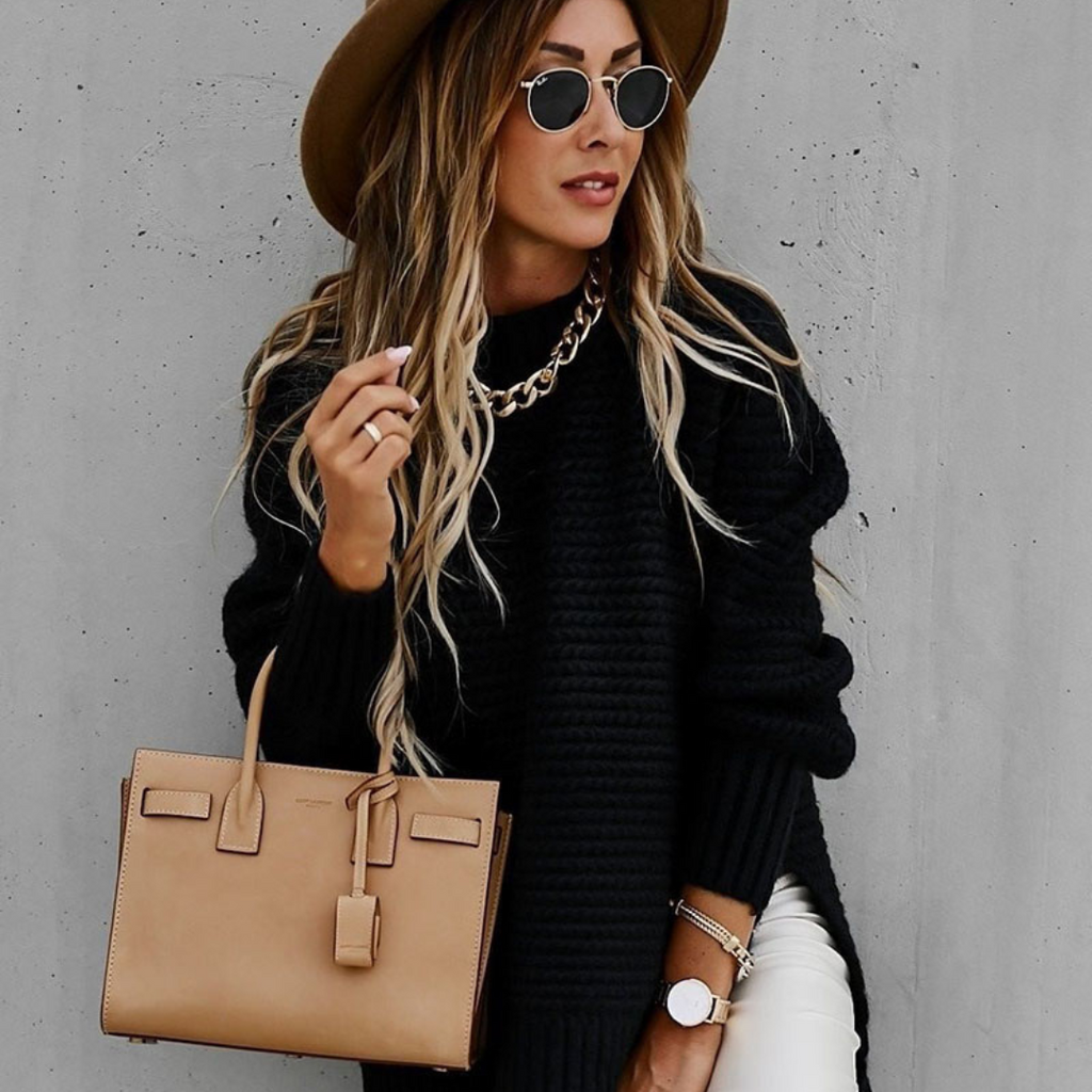 Suéter largo de punto con aberturas 