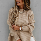 Suéter largo de punto con aberturas 