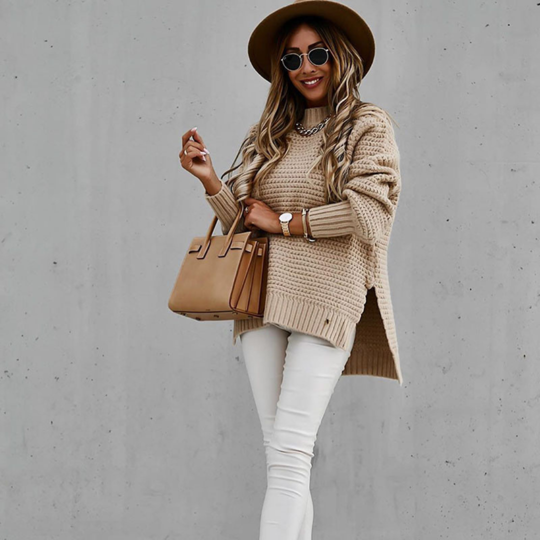 Suéter largo de punto con aberturas 