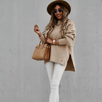 Suéter largo de punto con aberturas 