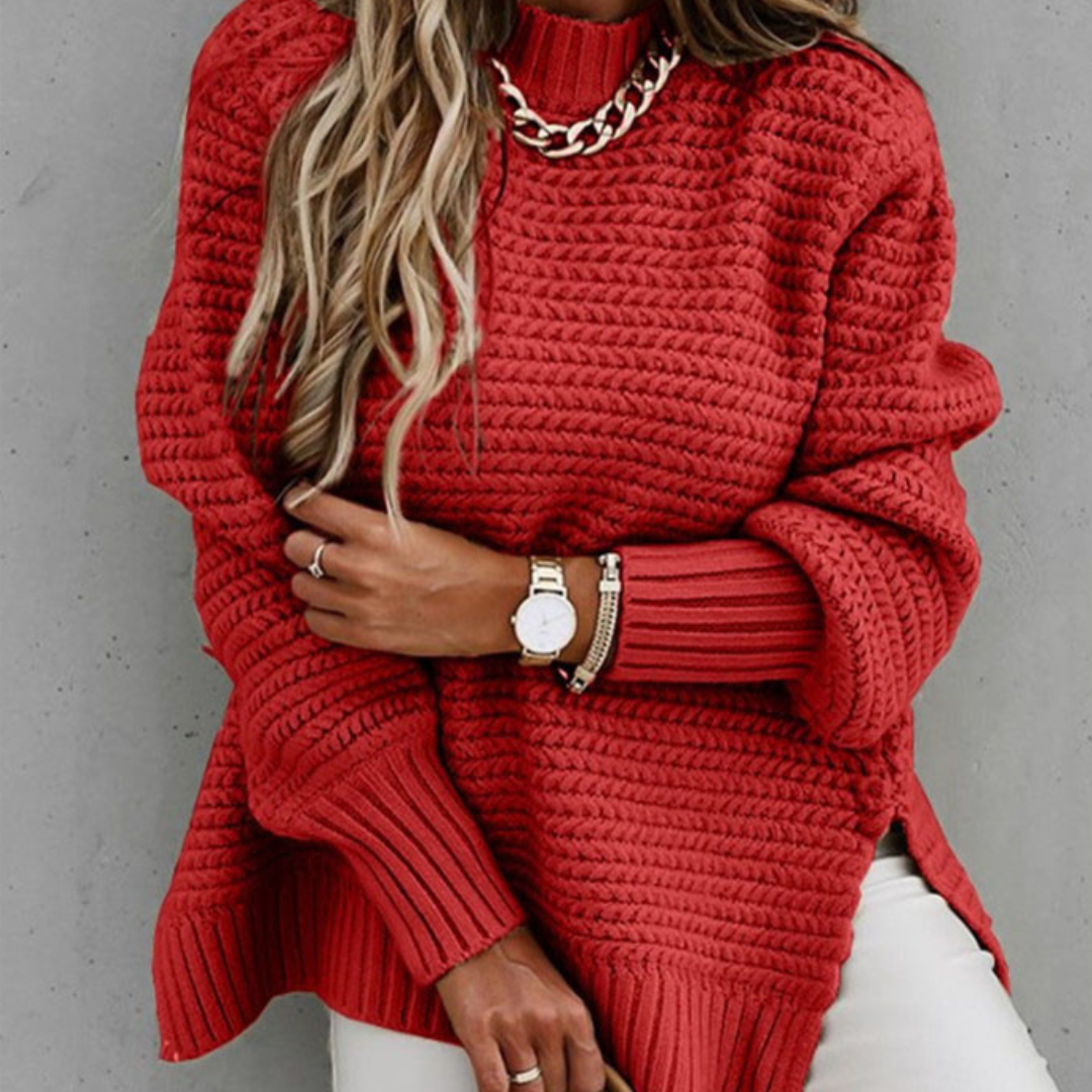 Suéter largo de punto con aberturas 