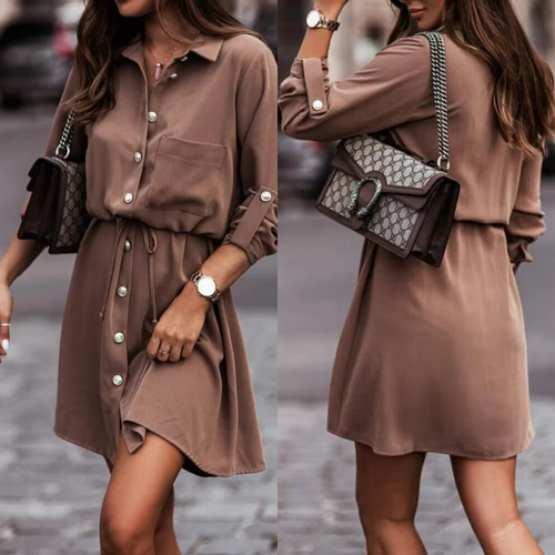 Vestido camisero de manga larga de otoño