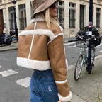 Short Karen Fur and Shearling Coat
